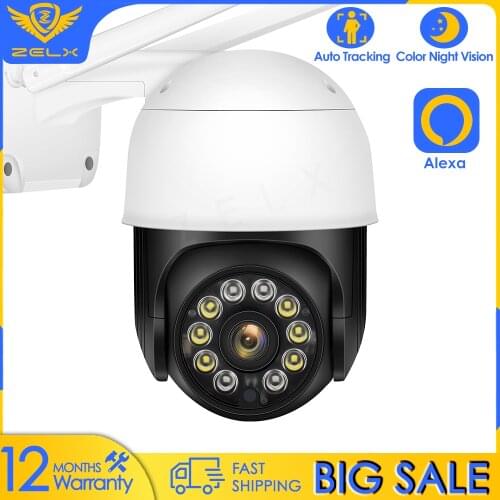 Video Surveillance Camera WiFi Security Camera 1080P Outdoor 5MP Wireless CCTV PTZ IP Camera Alexa Motion Detection AI Tracking