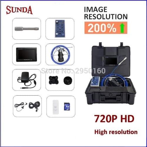 50m cable high resolution camera 720P sewer drain pipeline inspection camera DVR video recording camera pixels 720x1280