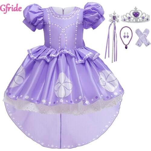 Girls Sofia Costumes Summer Kis Princess Rapunzel Dress For Children Halloween Carnival Party Costume Cosplay Children Clothing