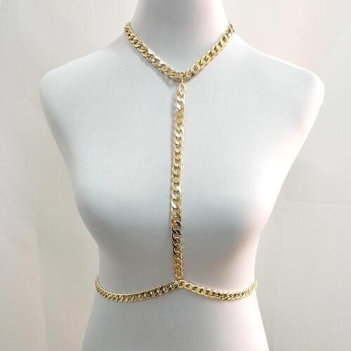 New Arrive Fashion Simple Punk Luxury Gold Color Chunky Link Bra Body Chain Jewelry