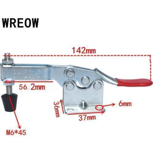 90kg Low height design Red Plast Toggle Clamp 201-B Horizontal Clamp Quick Release Machine Operation Stainless Steel Hand Tool