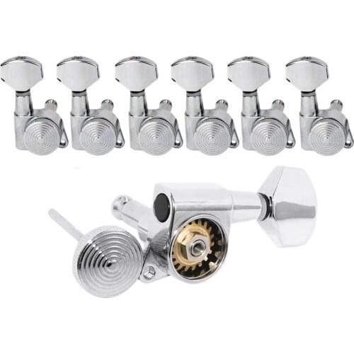NEW Set of 6R Chrome Guitar Locking Tuners Electric Guitar Machine Heads Tuners Metal Lock Tuning Pegs