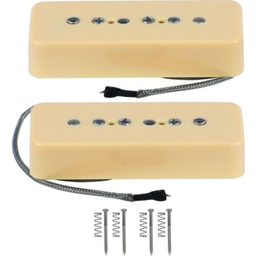 NEW Set of Soap Bar P90 P 90 Guitar Pickups Vintage Alnico 5 Neck & Bridge Pickup Cream For LP Style Electric Guitar