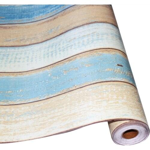 Waterproof Self-adhesive Wallpaper Mediterranean Wood Grain Papernstant Sticker Living Room Bedroom Wall Renovation Wallpaper