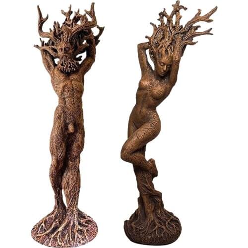 Resin Statue Figurines Humanoid Ornament Tree Face Sculpture Home Crafts Decoration For Garden Park Miniatures Decoration Crafts