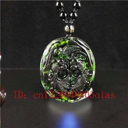 Certified Chinese Natural Black Green Jade Goldfish Pendant Necklace Charm Jewelry Obsidian Carved Amulet Gifts for Women Men
