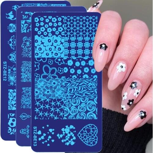 STZ Nail Art Stamping Plates Flowers Leaves Printing Templates For Nails Mixed Design Mold Stencil Manicure Tools STZBE01-16