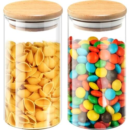 Glass Food Canister Jars With Bamboo Lid Silicone Ring Storage Container Set Rice Food Canister Container Kitchen Storage