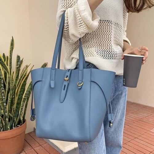 2021 Genuine Leather Women Trapeze Bag New High Quality Shoulder Bag Female Casual Totes Large Capacity Shopping Bag Bolso Mujer