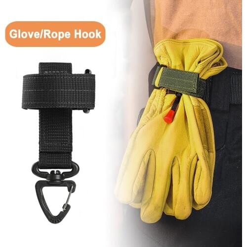 Tactical Glove Hook Climbing Rope Storage Buckle Multi-purpose Nylon Anti-lost Hanging Buck Adjustable Gloves Safety Clip