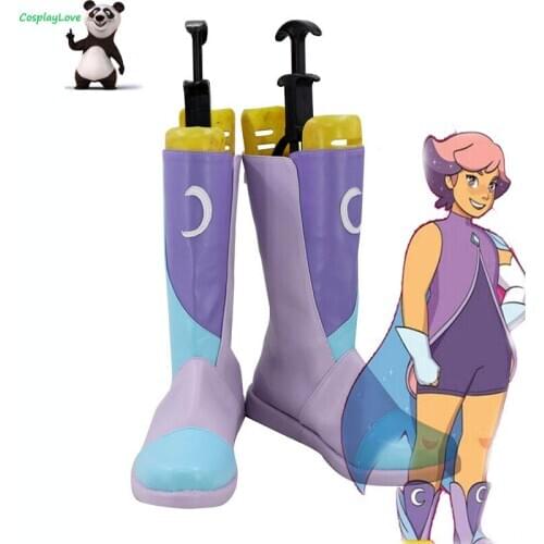 She-Ra And The Princesses Of Power Glimmer Purple Blue Shoes Cosplay Long Boots Leather Custom Made For Halloween Christmas
