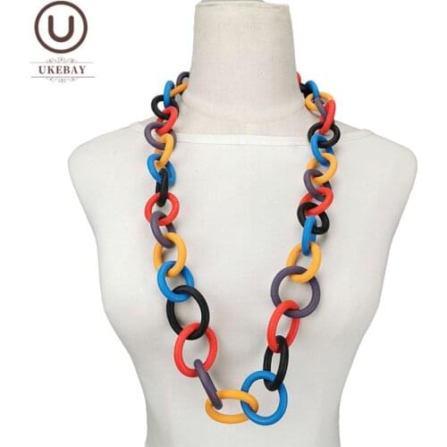 UKEBAY New Multicolor Circle Choker Necklaces Female Handmade Rubber Jewelry Designer Luxury Vintage Necklace Big Accessories
