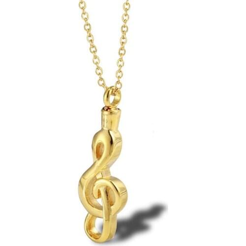 Stainless Steel Cremation Urn Music Notes Ash Pendant Necklace Fashion Jewelry Gift For Him with Chain