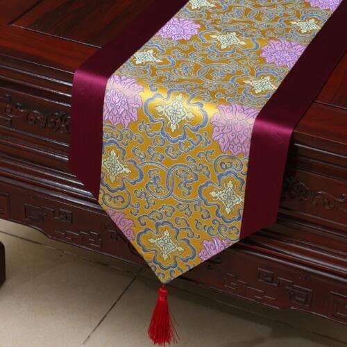 2020 New European style high end tablecloth satin floral print table runner for wedding party home hotel decoration home textile