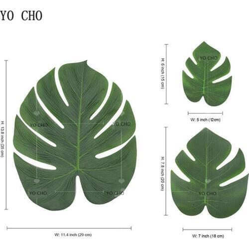 YO CHO 7pcs/lot Artificial Turtle Green Leaf DIY Tropical Party Decoration In The Tropics Hawaiian Leaves Tablecloth Walls Decor