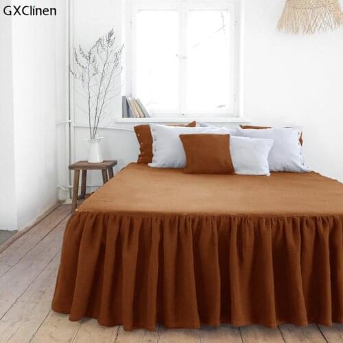 GXClinen Linen Dust Ruffle Bed Skirt Queen King Twin Full Double Natural Organic 100% Flax Bedskirt with 50cm Drop