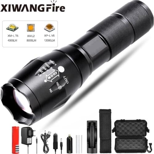 Z45 Led Flashlight Ultra Bright Waterproof MINI Torch T6/L2/V6 zoomable 5 Modes 18650 rechargeable Battery for camping tactical