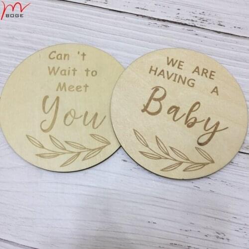 1pcs we are having a baby and 1pcs canot waite to meet you rustic wooden Pregnancy Announcement plaque baby shower party deco