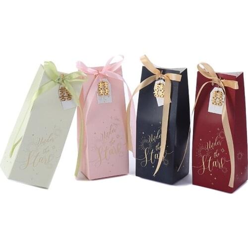 2021 new starry sky bronzing wedding candy box ins Sen tie knot wedding box empty box packaging candy box