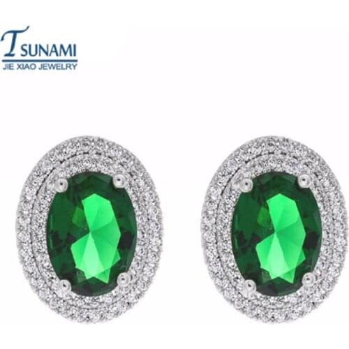 2021 new fashion temperament oval egg shape AAA Zircon Earrings women / Girls Wedding Party Jewelry Earrings ER-488