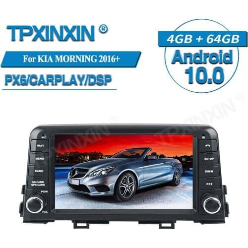 PX6 4+64G For KIA MORNING 2016+ Android 10 Car Multimedia Player GPS Navigation Audio Stereo Screen Head Unit Tape Recorder