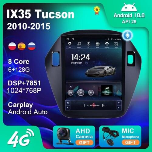 Android 10 Car Radio for Hyundai IX35 Tucson 2010-2015 Car Multimedia Tesla Vetical Screen Audio Navigation GPS Stereo Autoradio