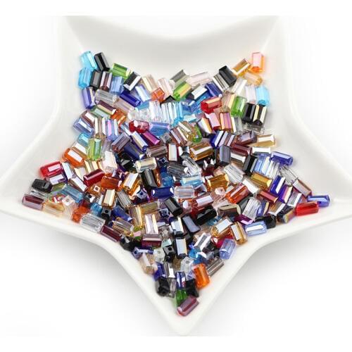 MKTREG 4x8mm Rectangle Austria Spacer Czech Crystal Bead for Needlework Women Men DIY Accessories Pearls 50pcs Loose Glass Beads