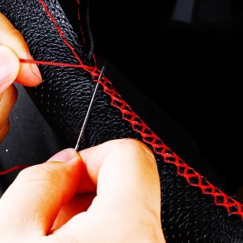 Car Steering Wheel Covers 38cm DIY Soft and Wearable Artificial Leather Braid With Needle And Thread Lnterior Accessories