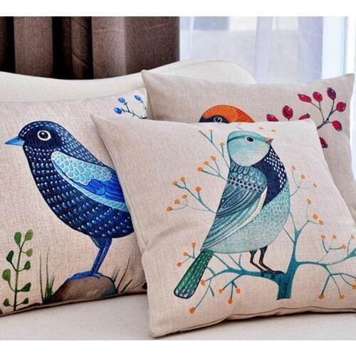 Flowers And Birds In Traditional Chinese Style Number Printing Cotton Cushion Embrace Pillow Case Sofa Automobile Back Cushion