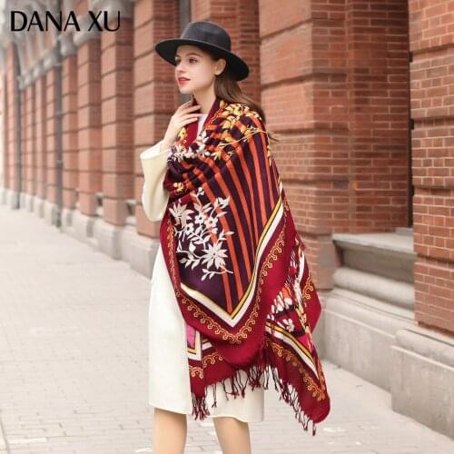 DANAXU New Bufanda Mujer Wool Poncho Head Women Lady Carf And Warm Shawl Stoles Bandana Scarf Hijab Luxury Brand Desigual Spain