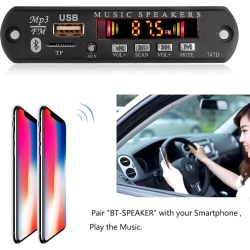 DC 12V Bluetooth 5.0 FM Radio Kit Car MP3 Audio Decoder Board Receiver 3.5mm USB AUX WMA WAV Format TF Card Music Playing kit