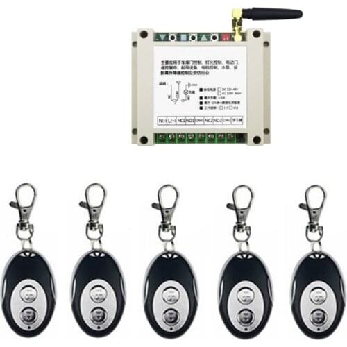 DC12V 24V 36V 48V 10A 2CH RF Wireless Remote Control Switch System 1*Receiver +5 *ellipse shape Transmitters Learning code