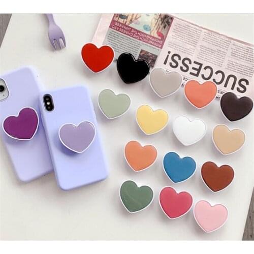 Heart Candy Color Cartoon Expanding Stand Mount Phone Socket Fold Mobile Smartphones Pocket Desktop Bracket Phone Stand Holder