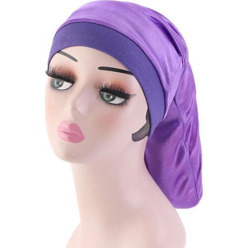 Elastic Band Satin Bonnet for Women Hair Braid Baggy Turban Cap