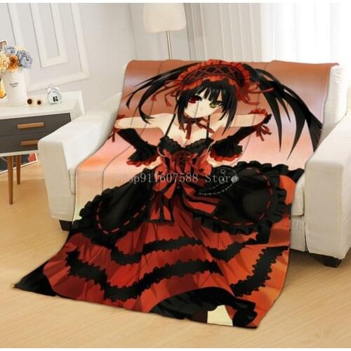 Anime DATE A LIVE 3D Printed Flannel Blanket Adult Fashion Quilts Home Office Washable Duvet Casual Kids Girl Cute Fleece lanket
