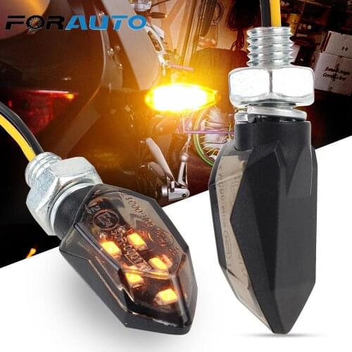 FORAUTO 2pcs Super Bright Motorcycle Amber Blinker LED Indicators Light Mini LED Turn Signal Light Universal Led Motorbike Lamp