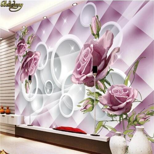 Beibehang Custom Photo Wallpaper Mural Hand Painted Purple Rose 3D TV Wall wall papers home decor papel de parede infantil