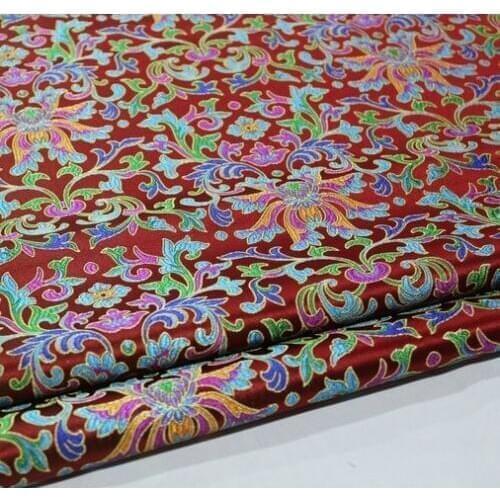 HLQON 75cm width brocade yarn dyed red fabric for patchwork felt tissue telas bed sheet cheongsam dress children cloth coat