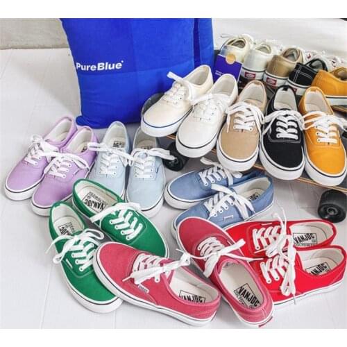 Womens Sneakers Fashion Canvas Shoe Low Top Lace Up Women Flats Candy Color Ladies Casual Loafers Espadrilles Skatebarding Shoes