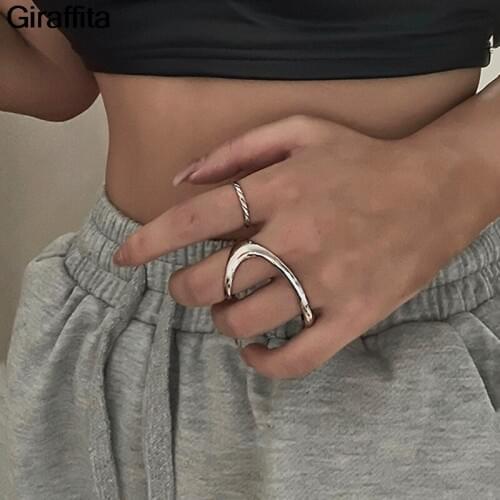 European And American Irregular Geometric Ring Line Metal Exaggerate Ring Women Cocktail Party Finger Jewelry Accessories