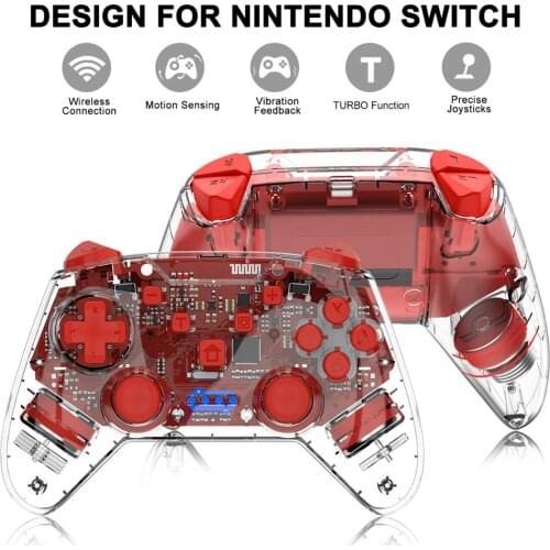 IINE Controller for Nintendo Switch pro/lite for PC Wake-Up Transparent Controller Home Vibration burst Six axis amibo Headphone