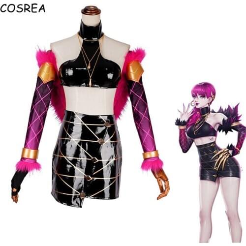 Game LOL KDA Evelynn Cosplay Costume Girls Clothing Set Women Suits Top Shawl Pants Outfit Full Set LOL K/DA Evelynn Clothes