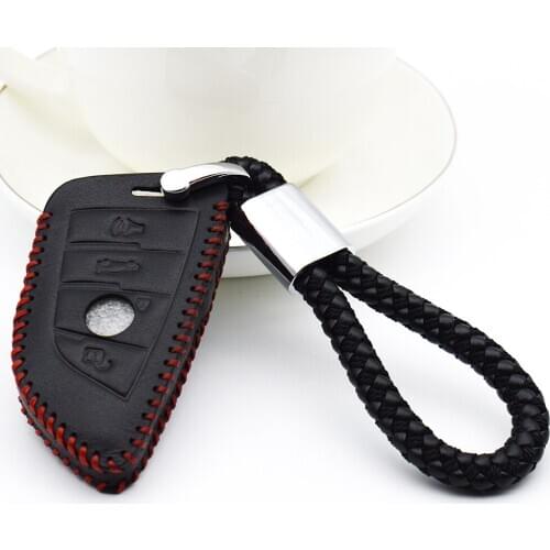Leather Car Key Cover with PU leather Key Holder For BMW X5 F15 X6 F16 G30 1 2 5 7 Series G11 X1 F48 F39 E53 X3 E83 X4 F10 F31