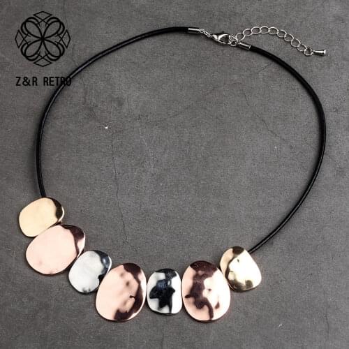 Trendy Chokers Necklaces for Women jewelry Gold Color Rope Chain Black Leather necklaces & pendants suspension Vintage 2020 New