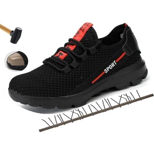 Mens Steel Toe Cap Protective Work Boots Shoes Outdoor Anti Smashing Shoes Men Puncture Proof Safety Shoes Sneakers Plus Size