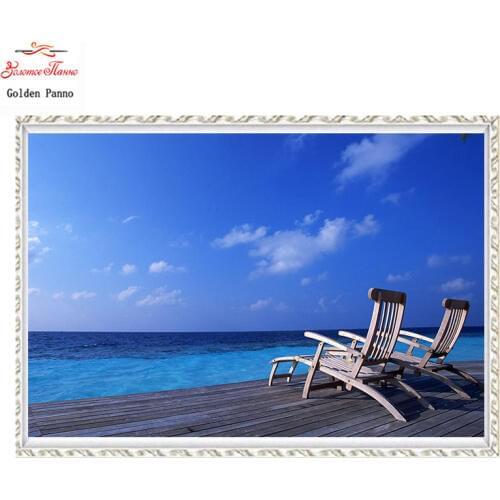 Golden Panno Needlework DIY DMC Cross stitch Sets For Embroidery kits Precise unprinted scenery Patterns Counted Cross-stitch 07