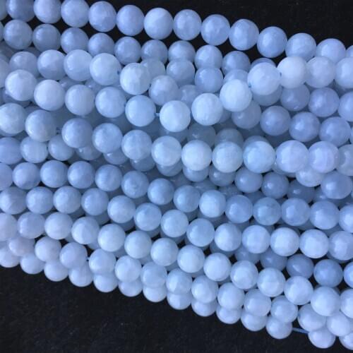 Natural Genuine Blue White Celestine Celestite Round Loose Beads 6mm 8mm 10mm 06206
