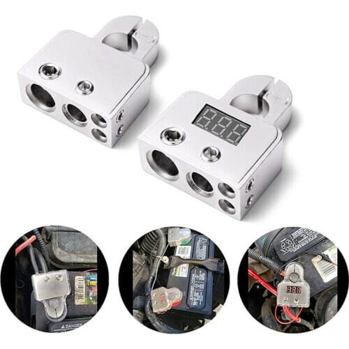 New 2PCS Digital Voltmeter Car Battery Terminal Connectors 0/4/8 AWG Power Post Kit