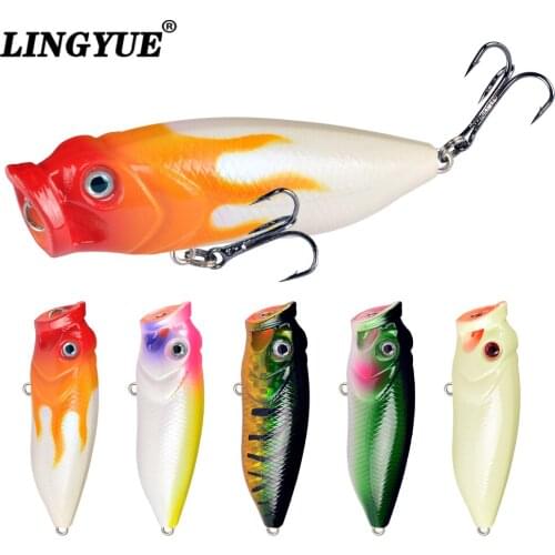 New 1pcs Fishing Lures 8cm/14g Popper Lure 3D Eyes 6# Hooks Topwater Quality Professional Wobblers Fishing Tackle Hard Baits