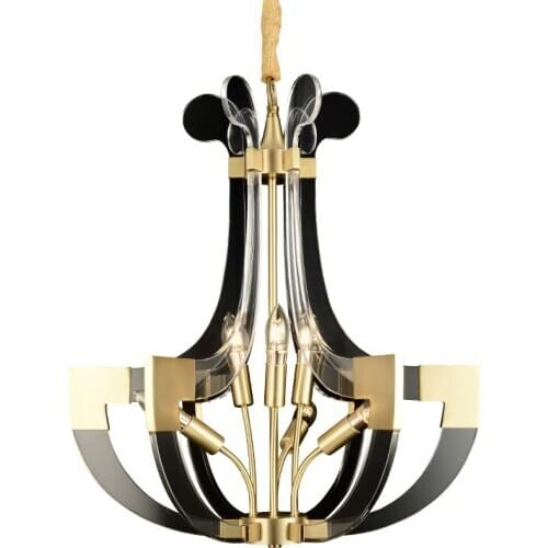 Postmodern simple chandelier all copper light luxury villa living room bedroom study room chandelier